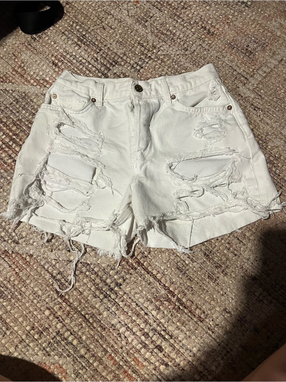 Free People We The Free White Distressed Button Fly Denim Size 26